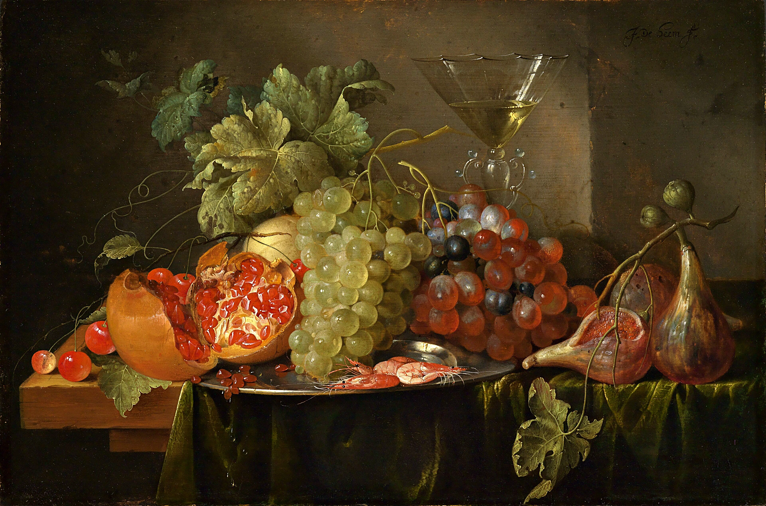Still life of fruit with a wine glass jigsaw puzzle